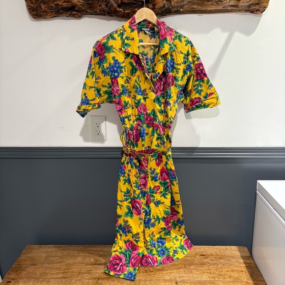 Vibrant Vintage Floral Midi Dress - Picture 1 of 15